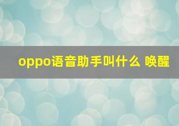 oppo语音助手叫什么 唤醒